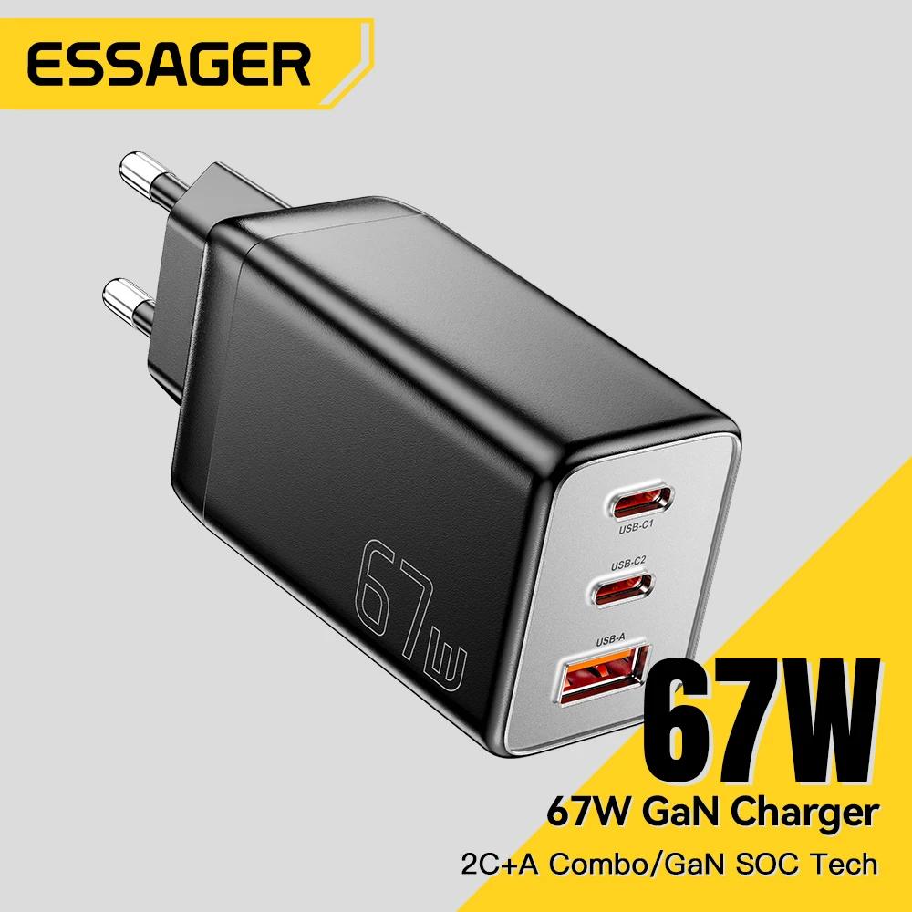 Essager GaN USB CŸ , PPS 65W  , Ｚ QC 4.0 PD 3.0  15 14 13 , ȭ ޴ Ʈ , 67W